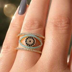Evil Eye Ring with Crystals